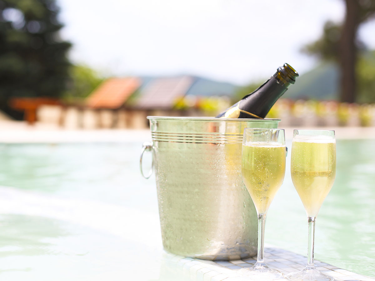 Bucket with a champagne bottle